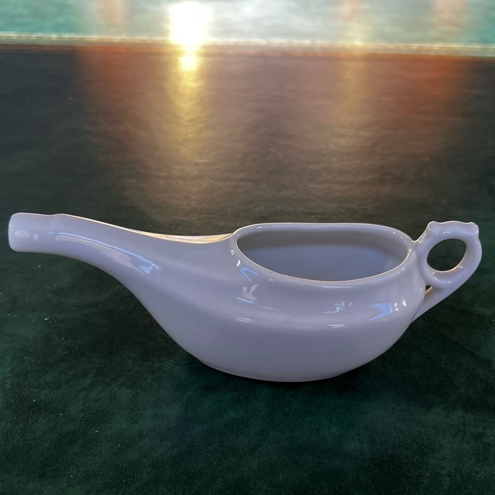 Vintage Antique Ceramic White Porcelain Invalid Feeder Cup Pap Boat